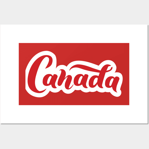 Canada word lettering cursive red Wall Art by RubyCollection